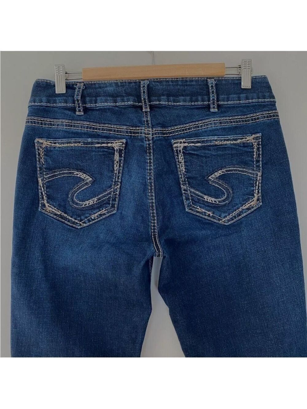Silver Elyse Slim Boot Jeans Dark Wash Women's 30X33 Thick Stitch